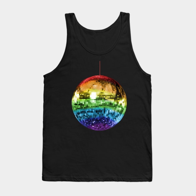 Rainbow Mirrored 1970s Disco Ball Tank Top by Art by Deborah Camp